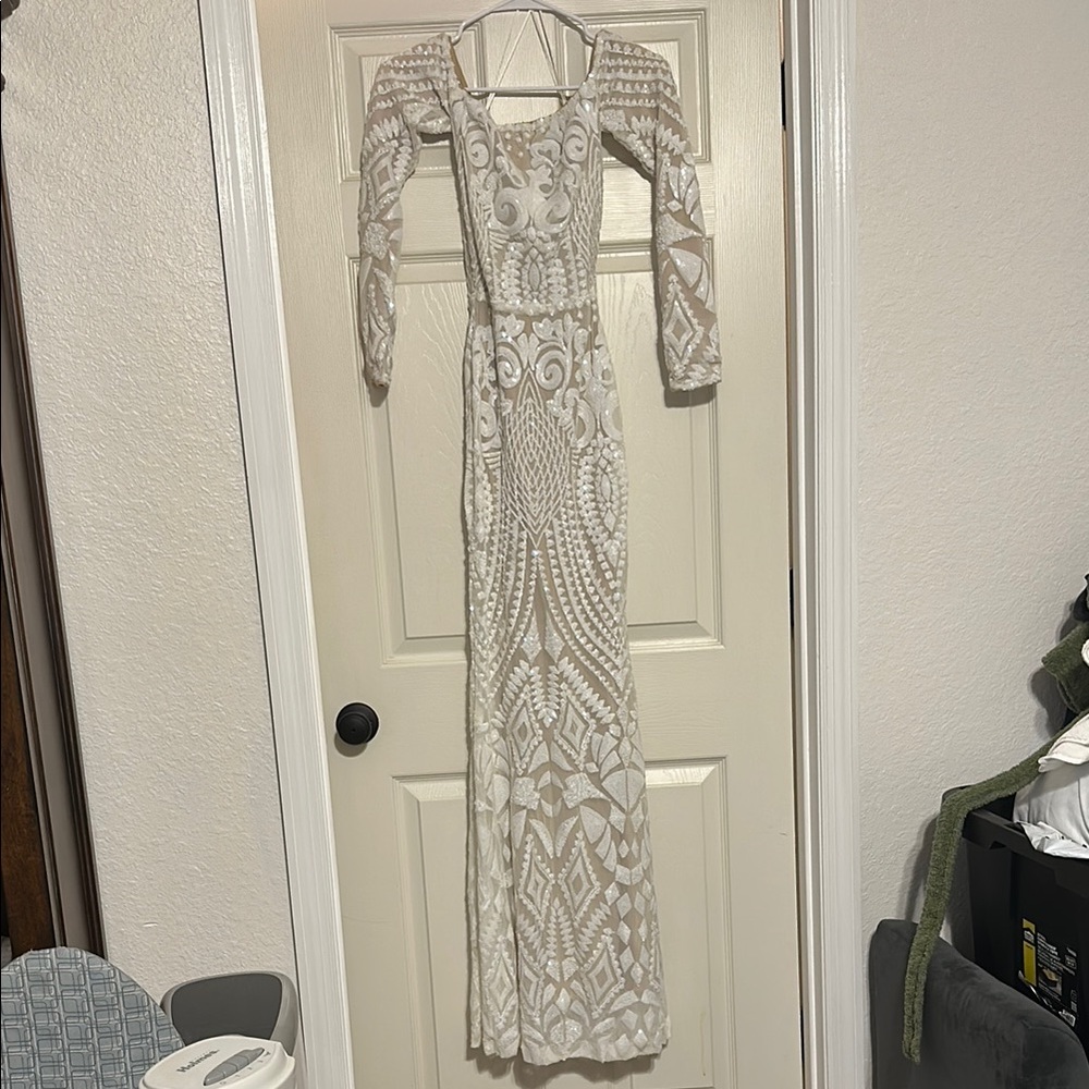 Bridal bachelorette Elegant White Patterned Dress